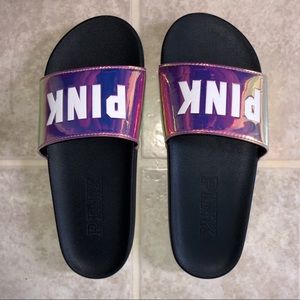 PINK holographic slides 🤩🌈
